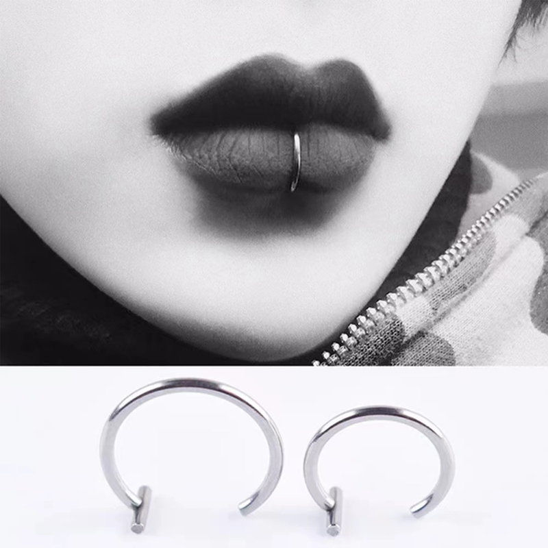 18G Surgical Steel Lip Ring Ha - Body Jewelry Lip Ring ulasan dan harga