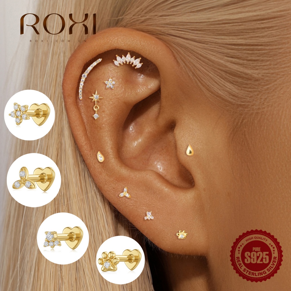 ROXI 1PC 925 Sterling Silver F - Body Jewelry Flat Back ulasan dan harga