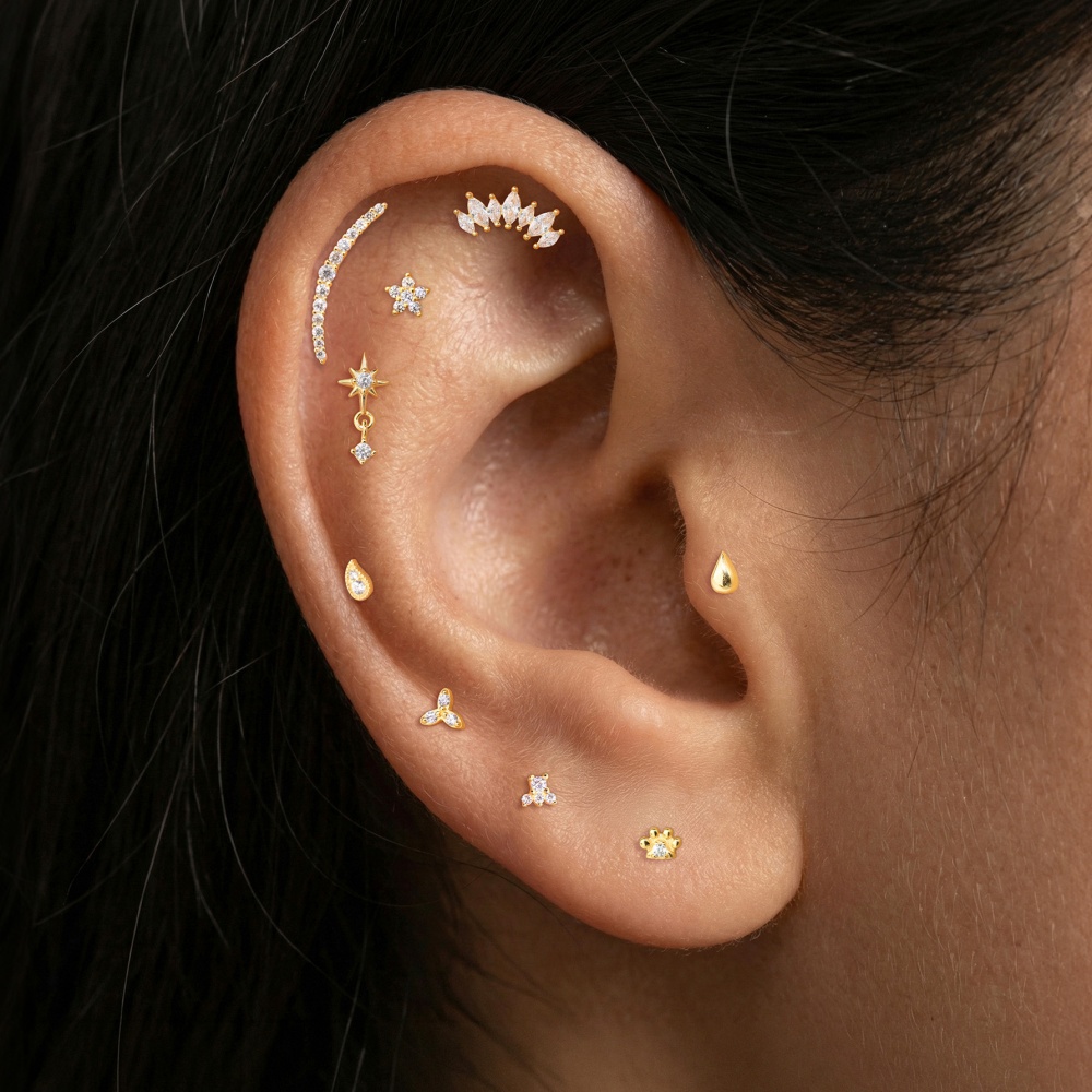 ROXI 1PC 925 Sterling Silver F - Body Jewelry Flat Back ulasan dan harga