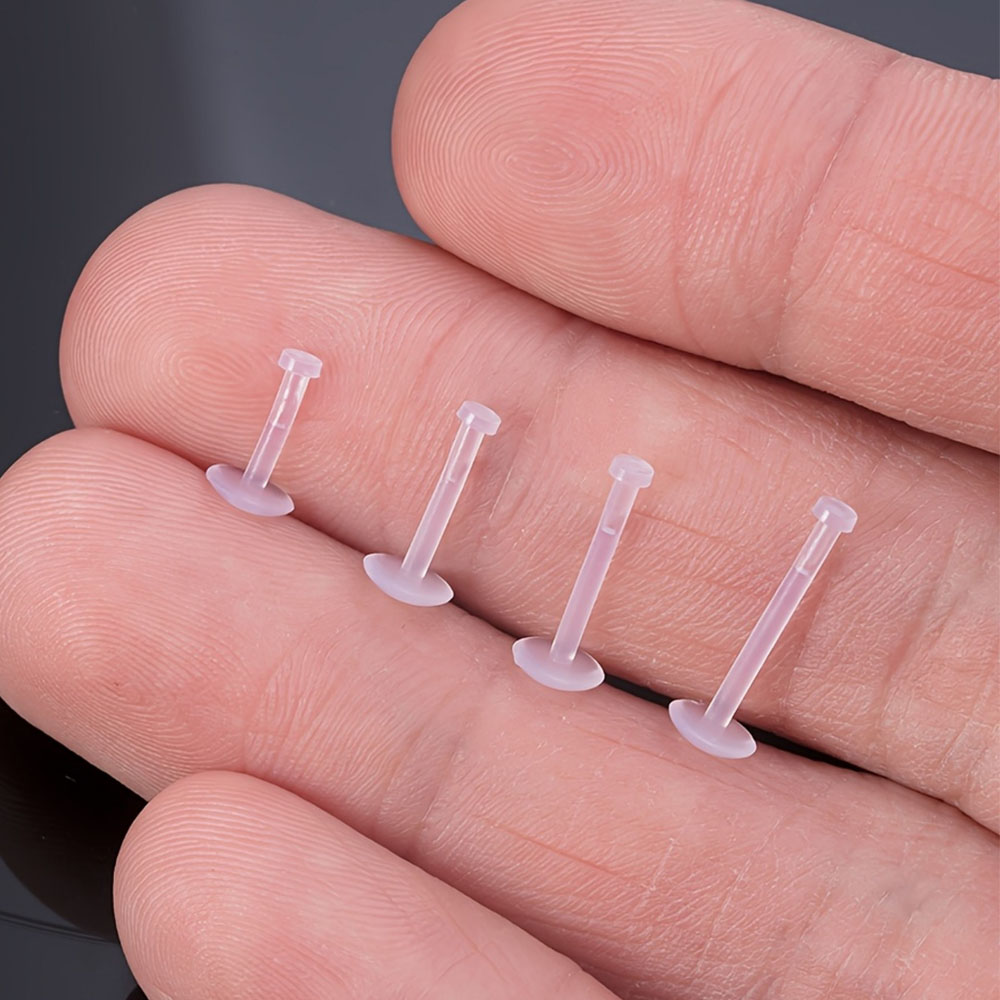 12 Pcs Flat Back Clear Earring - Flat Back Labret Stud ulasan dan harga