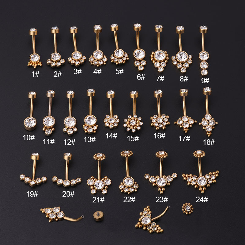 Zircon Golden Belly Button Rin - Body Jewelry Titanium ulasan dan harga