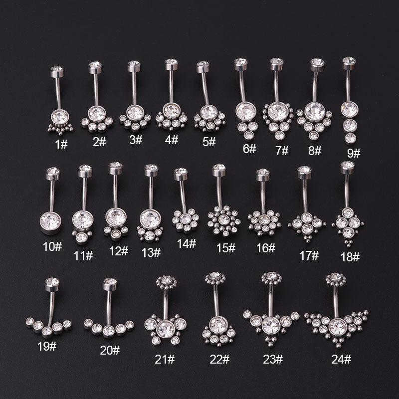 Zircon Golden Belly Button Rin - Body Jewelry Titanium ulasan dan harga