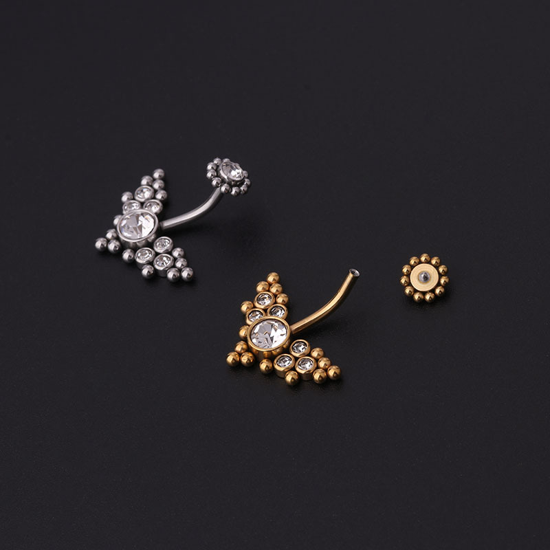 Zircon Golden Belly Button Rin - Body Jewelry Titanium ulasan dan harga