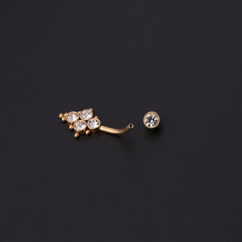 Zircon Golden Belly Button Rin - Body Jewelry Titanium ulasan dan harga