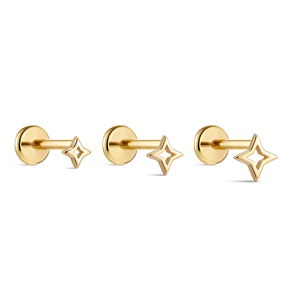 ROXI 1PC 5/6/8mm 14K Solid Gol - Body Jewelry Hypoallergenic ulasan dan harga