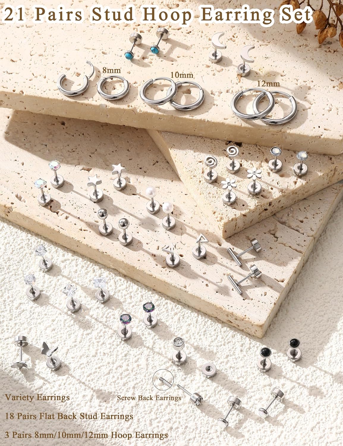 FASACCO 1 Pair Surgical Steel  - Body Jewelry Flat Back ulasan dan harga